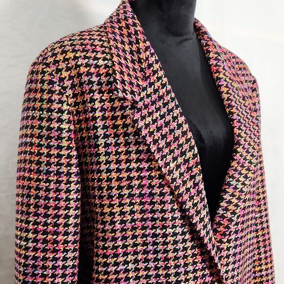 Patchington Size 16 Multi Color Houndstooth Suit Blazer 2 Button Jacket - Picture 3 of 12
